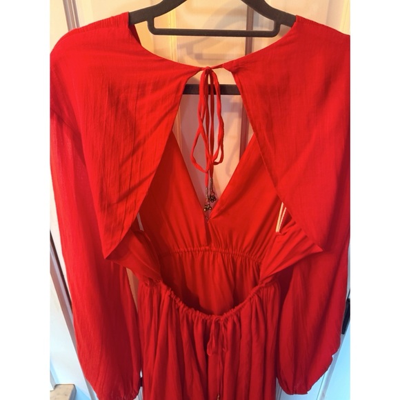 RARE ⚡️ NWT NEW W TAGS FREE PEOPLE FORMENTERA RED BACKLESS PLUNGE MINI DRESS HOT - Picture 11 of 15